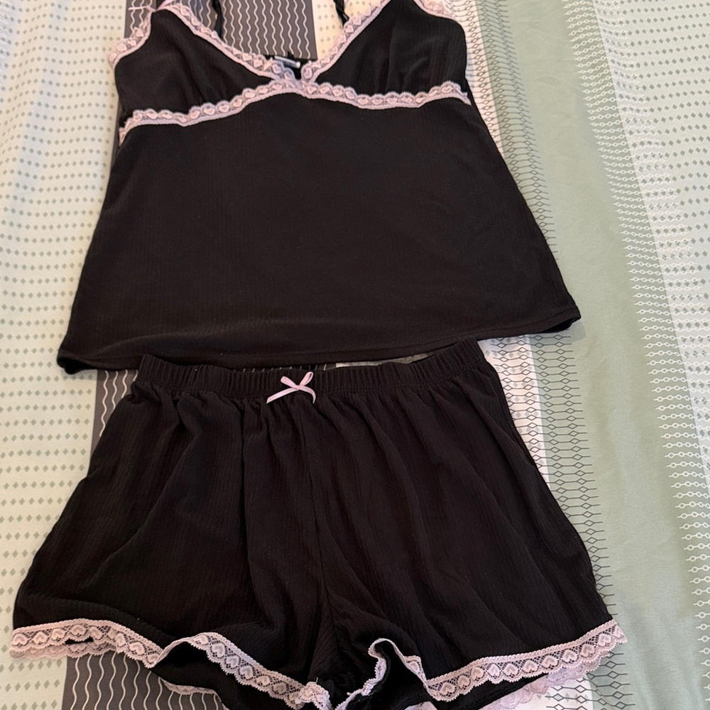 Black and Pink Women's Sleepwear Set